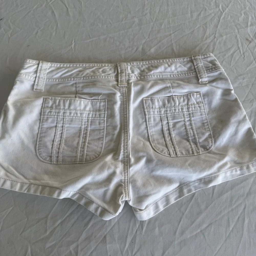 Aeropostale Womens White Corduroy Mini Shorts Size 7/8 Cotton Low Rise Y2K Style